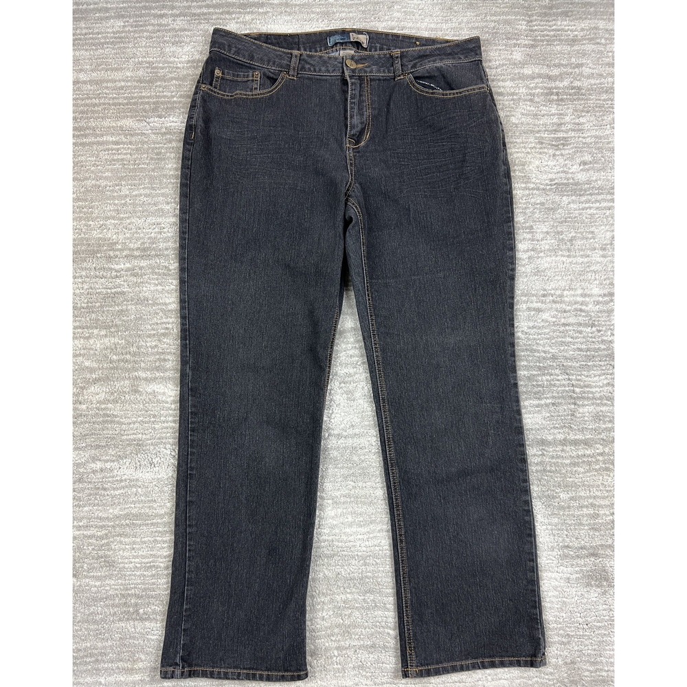 Beau Jeans Womens‎ 16 Gray Straight Leg Dark Wash Stretch Denim M3411A6F Casual